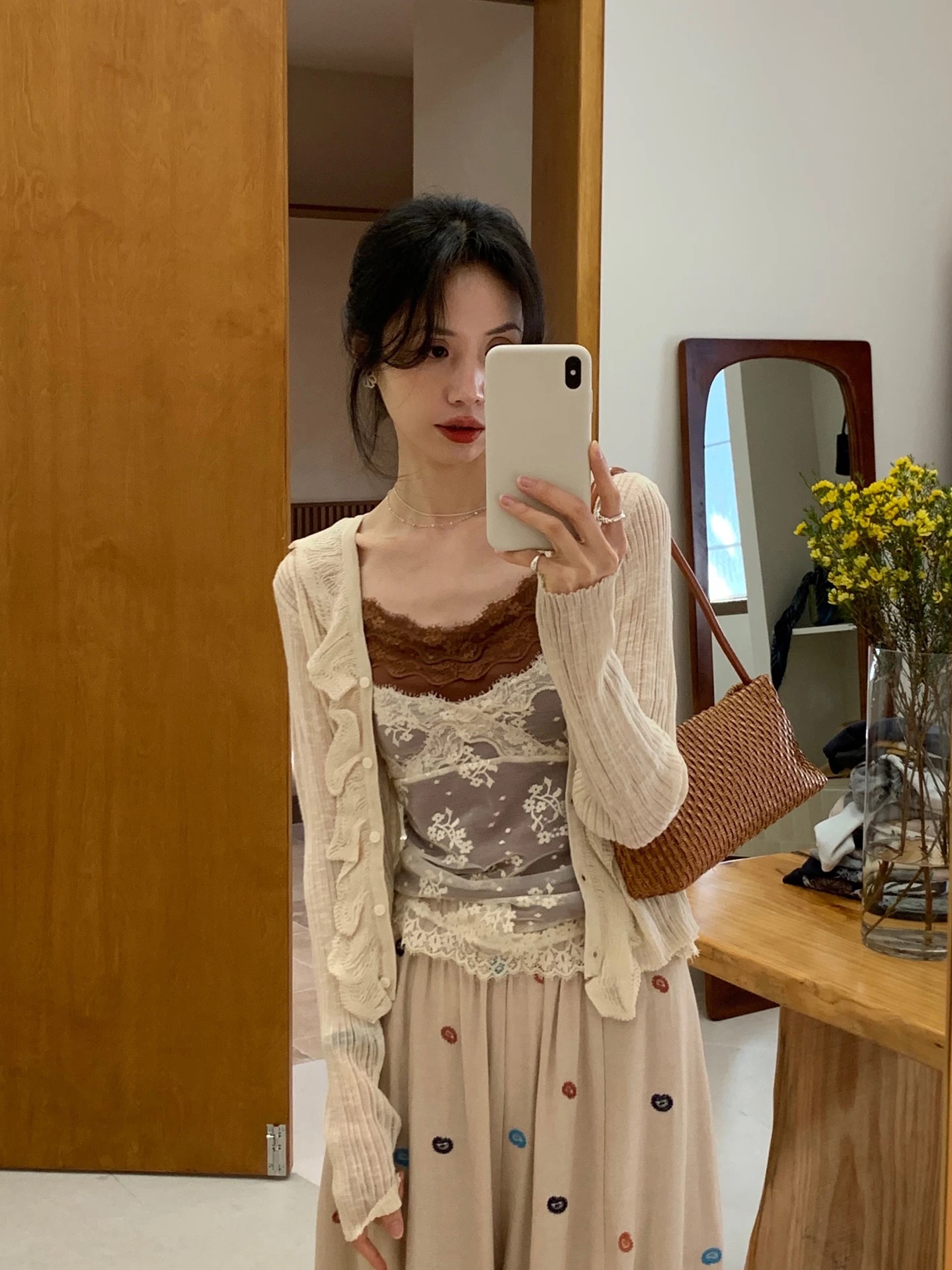순수한 욕망 바람 배색 캐미솔 여름 레이스 조각 섹시함 페이크 레이어드 맨위 트렌디