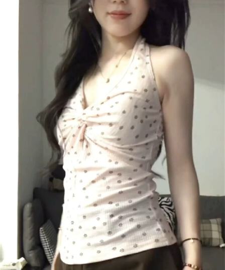 한 부서 고유 한 핑크색 행침 목 캐미솔 여름 몸매 가꾸기 슬림해 보이는 다용도 맨위