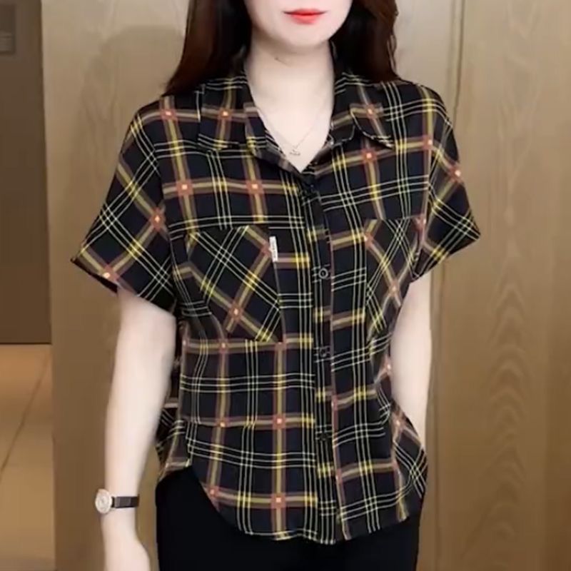 체크무늬 반팔 패션 셔츠 셔츠 여름 새로운 외국 가스 루즈핏 슬림해 보이는 다용도 캐주얼 맨위