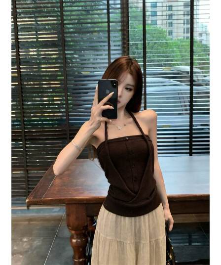 260 그램 사람들 면 행침 목 스타일 페이크 레이어드 튜브탑 캐미솔 핫걸 로드 중 여름 디자인 센스 작은 대중 맨위