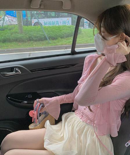 자외선 차단 나팔 소매 쉬폰 오픈 가디건 여성 여름 얇은 스타일 레이스 슈퍼 요정 외부 가져 가라. 블라우스 숄 맨위