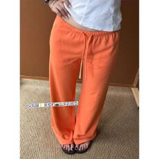 批发夏日多巴胺橙色家居睡裤女款夏季宽松舒适慵懒家居长裤大码可外穿