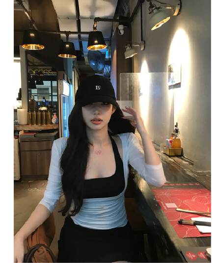 사람들 면 가슴 패드 순수한 욕망 핫걸 얇은 스타일 티셔츠 맨위 여성 여름 행침 목 캐미솔 세트 체하다 조각 착용 가져 가라.