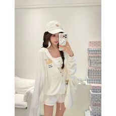 批发【雪花棉】<b class='q'>甜美</b>奶系小熊连帽防晒开衫外套女设计感宽松慵懒上衣