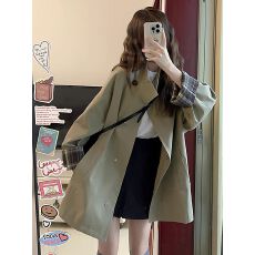 批发卡其色风衣外套女2025春秋新款韩版宽松显瘦中长款英伦风大衣ins