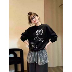 批发华棉复合-薄款/加绒 秋冬<b class='q'>装</b>加绒圆领卫衣女印花<b class='q'>宝宝</b>绒
