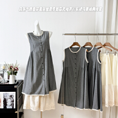 批发氛围感背心连衣裙套装女夏季巨好看大方得体蕾丝花边阔腿裤两件套