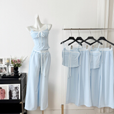 批发灰尘邓邓 早春穿搭针织<b class='q'>套装</b>女2026新款抹胸吊带上衣<b class='q'>裤</b>子两件套