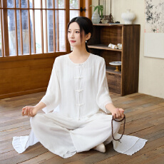 批发实拍#2026新款民族风棉麻禅意打坐练功服套装国风瑜伽服茶服舞蹈