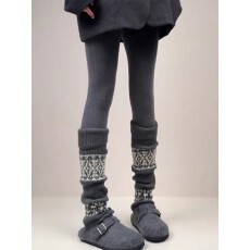 批发费尔岛<b class='q'>袜套</b>堆堆袜女秋冬配连裤袜加厚保暖羊毛腿套显瘦女生小腿袜