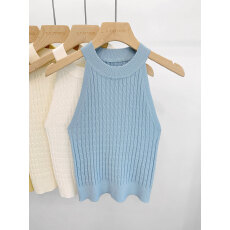 批发挂脖上衣针织小吊带背心女夏外穿2025新款修身内搭打底衫无袖上衣