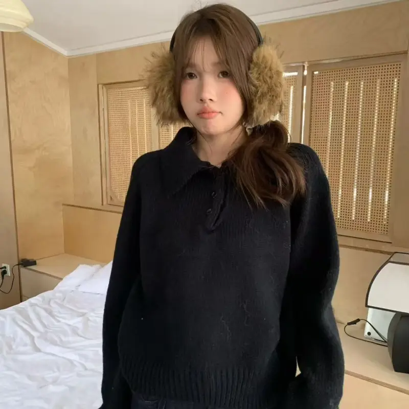 폴드 칼라 버튼 니트 상세 이미지 7