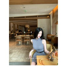 批发Farte Shop莫妮卡灰色无袖毛织衫半裙套装女<b class='q'>春</b>夏修身两件套