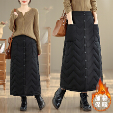 批发冬季棉<b class='q'>裙</b>半身<b class='q'>裙</b>高腰大码加长挡风保暖羽绒棉<b class='q'>裙</b>A字加厚加长按扣<b class='q'>裙</b>