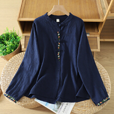 批发实拍有货 民族风长袖<b class='q'>衬衫</b>女春秋2026新款宽松时尚新国风<b class='q'>衬衫</b>上衣