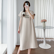 批发实拍 2026夏季胖MM中长款圆领短袖T恤裙<b class='q'>宽松</b>大码<b class='q'>连衣裙</b>