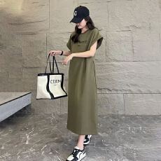 批发2026年 夏季大码女装新款长裙胖mm显瘦梨形高级感<b class='q'>直筒</b>t恤<b class='q'>连衣裙</b>子