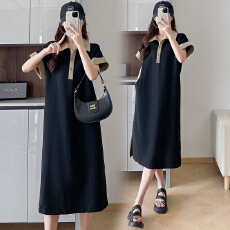 批发实拍 夏装新款2026长款大码高级感POLO领撞色<b class='q'>连衣裙</b>