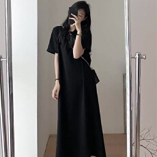 批发赫本风黑色大码<b class='q'>连衣裙</b>子女夏季2026年新款慵懒气质显瘦高级感长裙