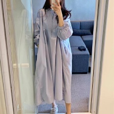 批发2026 春装新款韩版中长款连衣<b class='q'>裙</b>时尚大码宽松显瘦洋气衬衫<b class='q'>裙</b>