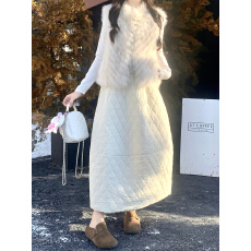 批发实拍加厚夹棉菱格大摆半身裙女2025冬季新款<b class='q'>高腰</b>宽松蓬蓬A字伞裙