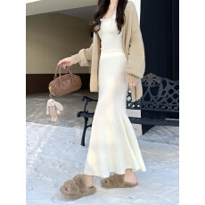 批发实拍加厚针织鱼尾裙女秋冬天配毛衣<b class='q'>半身</b>裙中长款修身<b class='q'>包臀</b>半裙子