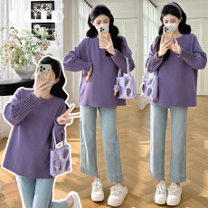 批发实拍   2026孕妇装春季纯色系列慵懒大方上衣