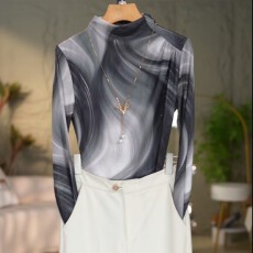 批发加绒#高贵上档次小衫2025新款潮流气质时尚显瘦<b class='q'>网纱</b><b class='q'>打底衫</b>