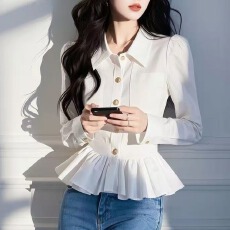 批发有货 2026春秋新款白色翻领<b class='q'>衬衫</b>女法式收腰显瘦内搭<b class='q'>衬衣</b><b class='q'>长袖</b>上衣