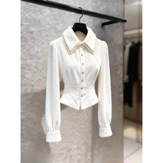 批发<b class='q'>白色</b>丝绒<b class='q'>衬衫女</b>2025新款冬独特漂亮高端气质加厚保暖法式小资上衣