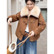 批发有货商超同版拼接大翻领麂皮绒羽绒服女短款冬新款加厚派克服外套