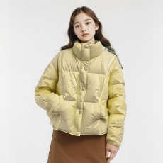 批发有货商超同版 黄色小个子短款立领羽绒服女冬新款保暖白鸭绒外套