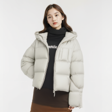 批发有货商超同版冬季新款泡芙连帽羽绒服女加厚保暖白鸭绒面包服外套