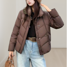 批发有货商超同版 立领50白鸭绒羽绒服冬女宽松减龄百搭轻便保暖外套