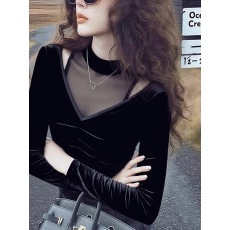 批发<b class='q'>白色</b>蝴蝶结丝绒<b class='q'>衬衫女</b>冬季法式轻奢高端小香风巨好看气质掐腰上衣