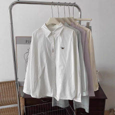 批发森女系2026学院风小清新刺绣卡通马儿<b class='q'>衬衫女</b>春季长袖纯棉百搭上衣