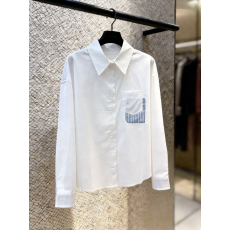 批发已量产+有货 2026春夏季条纹拼接<b class='q'>衬衫</b><b class='q'>长袖</b>轻通勤上衣早春白色<b class='q'>衬衣</b>