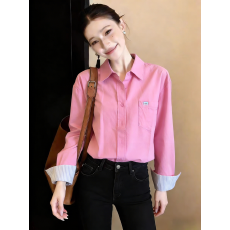 已量产+有货 2026春季条纹拼接衬衫长袖上衣粉彩风衬衣薄款外套女