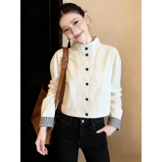 批发已量产+有货 2026春季宽松简约百搭假两件夹克拼接短款休闲外套女