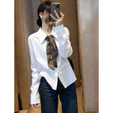 批发已量产+有货 2026春季韩版系带修身显瘦衬衫长袖上衣粉彩风衬衣女