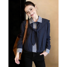 批发已量产+有货 2026春秋季<b class='q'>韩版</b>百搭拼接工装短外套上衣女<b class='q'>休闲</b>短外套