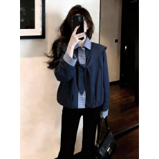 批发已量产+有货 2026春秋季<b class='q'>韩版</b>百搭拼接工装短外套上衣女<b class='q'>休闲</b>短外套