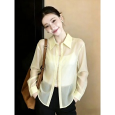 批发有货2026夏季新款薄款防晒衣开衫外套设计感后背开衩蝴蝶结<b class='q'>衬衣</b>