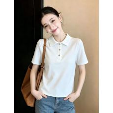 批发实拍有货 2026夏季新款白色正肩短袖<b class='q'>上衣</b><b class='q'>t</b><b class='q'>恤</b>女新款夏日polo领<b class='q'>衬衫</b>