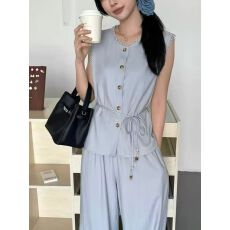 批发有货2026新款无袖<b class='q'>上衣</b>阔腿<b class='q'>裤</b><b class='q'>穿</b>搭一整套西<b class='q'>装</b>两件套高级感薄