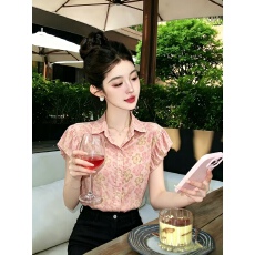 批发专柜品质 碎花<b class='q'>短袖</b><b class='q'>衬衫</b>女2026新款夏季减龄百搭洋气时尚时髦上衣