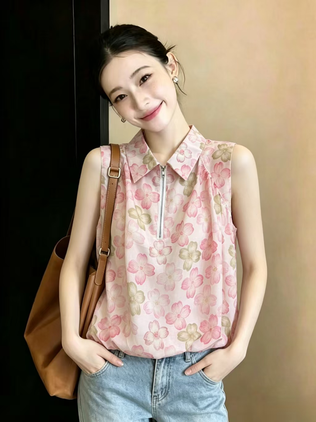 카운터 품질 2026 여름 새로운 버블 반팔 프릴 꽃무늬 여성 셔츠 외국 가스 Chic 아름다운 작은 셔츠