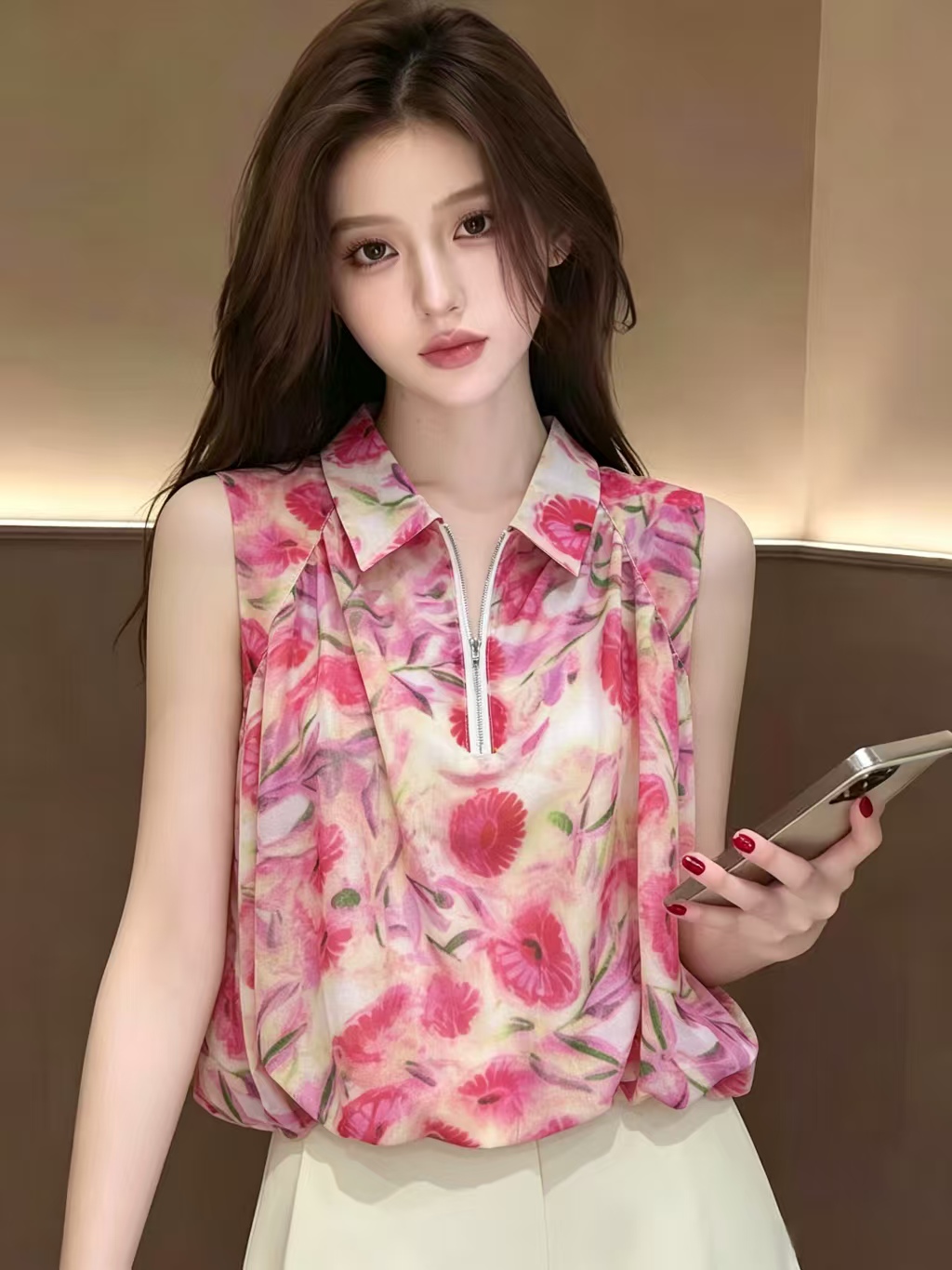 카운터 품질 2026 여름 새로운 버블 반팔 프릴 꽃무늬 여성 셔츠 외국 가스 Chic 아름다운 작은 셔츠