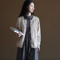 批发2025秋冬森系韩版复古针织开衫文艺长袖春秋宽松小外套<b class='q'>女士</b>上衣