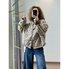 批发2025冬韩国风秋冬季新款时尚百搭气质宽松加厚碎花棉<b class='q'>外套</b>